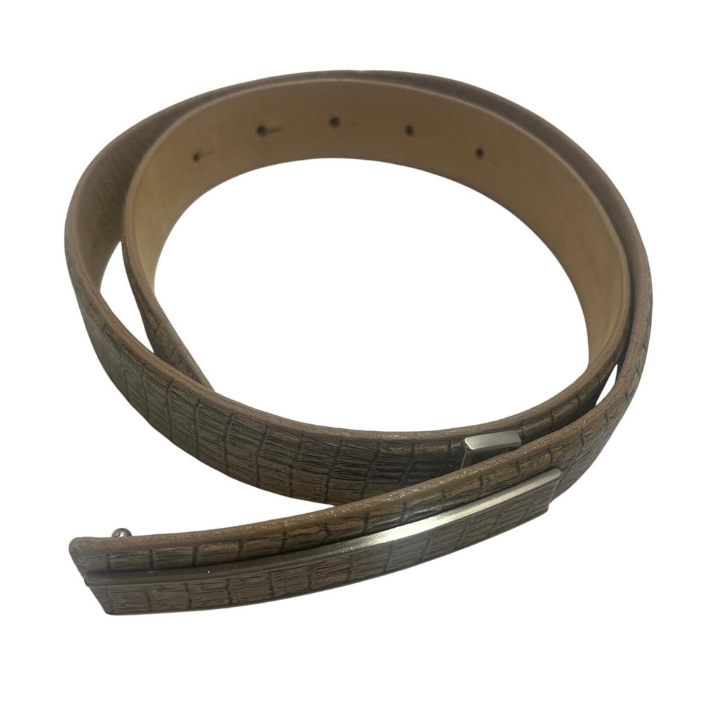 VTG Carlisle Tan Alligator Pattern Leather Belt Matching Oblong Buckle USA Small - Picture 3 of 6